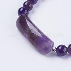 Braccialetti di stirata ametista naturale&nbsp;BJEW-F308-34B