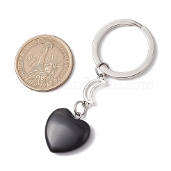 Porte-clés en obsidienne naturelle et jade blanc&nbsp;KEYC-JKC01085