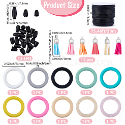 12 Stück 12 Farben Ring Silikonperlen&nbsp;SIL-BM0001-11