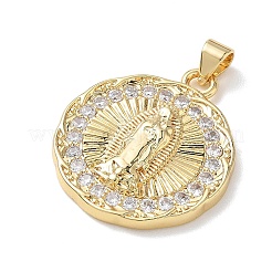 Religiöse Messinganhänger mit Mikropavé-Fassung aus klaren Zirkonia&nbsp;KK-L268-020G-04