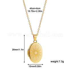Collar con colgante ovalado de acero inoxidable 304 con relicario para foto de sol.&nbsp;WG8DEA6-02
