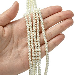 Brins de perles rondes en verre teinté écologique&nbsp;HY-A002-4mm-RB011