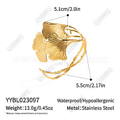 Brazaletes abiertos de acero inoxidable 304 estilo vintage con diseño de hoja para mujer&nbsp;EU1082