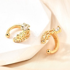 Orecchini a polsino in zircone chiaro con micro pavè di ottone&nbsp;EJEW-F370-09G