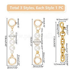 3 cadena de extensión para bolso con 3 estilos de plástico ABS de imitación de perla&nbsp;FIND-UN0003-06