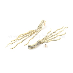 Orecchini pendenti con zirconi cubici trasparenti e strass di cristallo con nappa lunga&nbsp;EJEW-C037-07E-LG