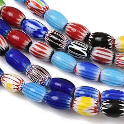 Fili di perline ovali in vetro millefiori fatte a mano&nbsp;LK-Z001-02A-07