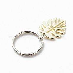 5pcs porte-clés pendentif en alliage de feuille de monstera&nbsp;KEYC-JKC00413