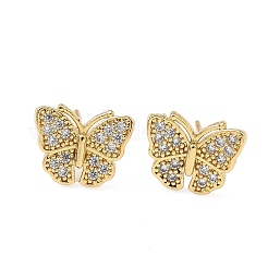 Boucles d'oreilles à tige en laiton avec micro pavé de zircons cubiques transparents&nbsp;EJEW-A132-07G