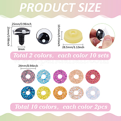 20 Stück 2 Farben Kunststoff-Bastelaugen&nbsp;DIY-PH0033-80