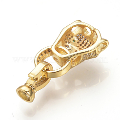 Fermoirs à lanière repliables en laiton avec zircone cubique de micro pave&nbsp;ZIRC-S058-02G