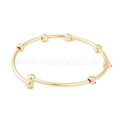 Bracelets réglables en laiton émail coloré mauvais œil&nbsp;BJEW-S147-18G-C
