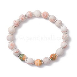 Braccialetti elastici con perline rotonde in pietre preziose naturali e sintetiche miste satinate per donne e uomini&nbsp;BJEW-JB12471-03
