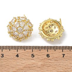 Pendientes de botón con forma de cúpula de latón y circonita cúbica transparente&nbsp;KK-CBA36A2-07G