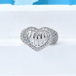 Bagues de manchette en laiton avec micro pavé de zircone cubique transparente pour femmes&nbsp;RJEW-G347-01P