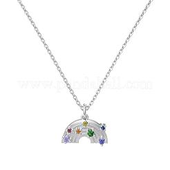 Collares colgantes de circonita cúbica micro pavé de plata esterlina arcoíris 925 para mujer&nbsp;NJEW-F338-06P