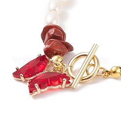 Bracciale con ciondolo a farfalla in vetro con zirconi chiari&nbsp;BJEW-JB08640