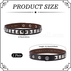 2 bracelet de bras en alliage et cuir PU&nbsp;AJEW-CY0002-15B