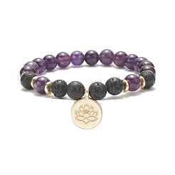 Bracelet extensible perlé de pierres précieuses naturelles et synthétiques&nbsp;BJEW-JB09312