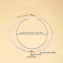 Colliers en perles d'imitation rondes blanches avec pendentif initial en alliage pour femmes&nbsp;WG5A9DE-01