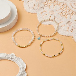 Ensemble de bracelets extensibles en perles de jade blanc naturel&nbsp;BJEW-JB09120