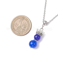 Collane con ciondolo a forma di principe con corona in perline di vetro fatte a mano&nbsp;NJEW-JN05447-02