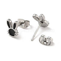 Emaillierte Kaninchen-Ohrstecker mit Stiften aus chirurgischem Edelstahl 316&nbsp;EJEW-A081-03P
