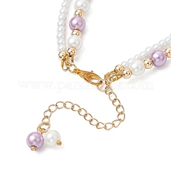 Braccialetti multifilo con perline rotonde di perle di vetro&nbsp;BJEW-JB11918-01