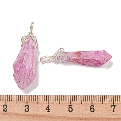 Anhänger aus natürlichem Quarzkristall mit galvanisiertem Platin und Kupferdraht umwickelt&nbsp;G-L133-07G