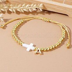 Braccialetti di perline intrecciate con perline rotonde in ottone&nbsp;VB3830-1