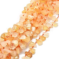 Brins de perles de citrine naturelle de grade A, puce en forme de goutte d'eau, 10~21x8~13x2.5~6mm, Trou: 1mm, Environ 34~38 pcs/chapelet, 15.75'' (40 cm)