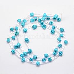Perles de turquoise synthétique, rose, 8x6~7mm, Trou: 1mm