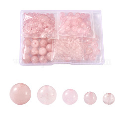 Pandahall cuentas de cuarzo rosa de piedras preciosas sueltas redondas naturales, 4 mm / 6 mm / 8 mm / 10 mm / 12 mm, agujero: 0.8~1 mm, 225 unidades / caja