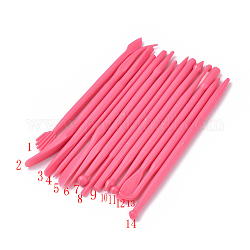 Werkzeugsätze für die Keramikskulptur, Werkzeugsatz für die Bildhauerei aus Kunststoff, tief rosa, 108~123x3.3~9.5 mm, 14 Stk. / Satz