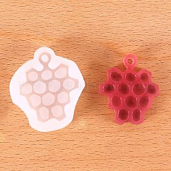 DIY Honeycomb Silicone Pendant Molds, Resin Casting Molds, For UV Resin, Epoxy Resin Jewelry Making, White, 43x38x8mm, Hole: 3mm, Inner Diameter: 36x31mm