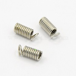 Iron Coil Cord Ends, Platinum Color, 3mm in diameter, 8.5mm long, hole: about 1.5mm, about 4036pcs/kg