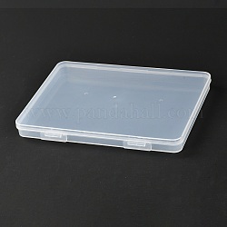 Scatole di plastica rettangolari in polipropilene (pp), contenitori di stoccaggio tallone, con coperchio a cerniera, chiaro, 20x12x1.7cm, diametro interno: 11.5 cm