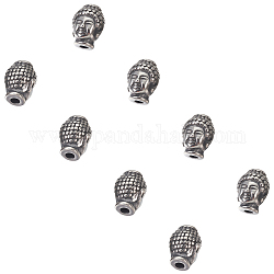 Unicraftale 6pcs testa di buddha perline in acciaio inossidabile perline argento antico perline distanziatore perline 3mm foro perline sciolte in metallo perline braccialetto per creazione di gioielli