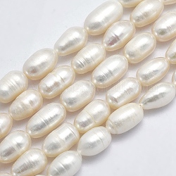 Brins de perles de culture d'eau douce naturelles, ovale, beige, 7~10x5~6mm, Trou: 0.8mm, Environ 37 pcs/chapelet, 14 pouce (35.5 cm)