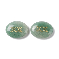Natural Green Aventurine Healing Massage Palm Stones, Pocket Worry Stone, for Anxiety Stress Relief Therapy, Oval with Triple Moon, 33x43x11~12mm