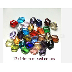 Imitazione branelli di cristallo austriaco, grado aaa, sfaccettato, rombo, colore misto, 14~14.5x12x5~7mm, Foro: 0.9~1 mm