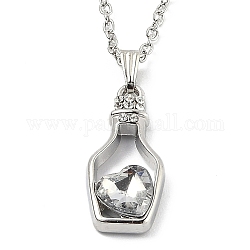 Collane del pendente in resina lega, con catene portacavi, bottiglia con il cuore, platino, bianco, 16.73 pollice (42.5 cm)