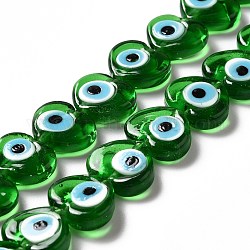 Chapelets de perles vernissées manuelles, cœur, verte, 11.5x14x4.5mm, Trou: 1.2mm, Environ 28 pcs/chapelet, 12.40'' (31.5 cm)