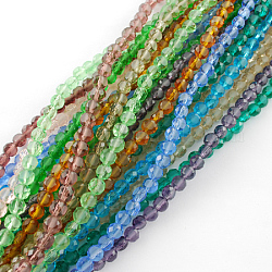 Chapelets de perles en verre mate, facette, plat rond, couleur mixte, 10x7mm, Trou: 1mm