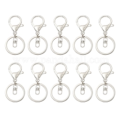 10 porte-clés fendus en alliage, accessoires de fermoir porte-clés, platine, 66mm, environ 10 pcs / sachet 