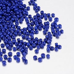 Perle di vetro per la cottura di vernici, blu royal, 12/0, 1.5~2mm, Foro: 0.5~1 mm, circa 3333pcs/50g, 50 g / borsa, 18 borsa/2 libbre