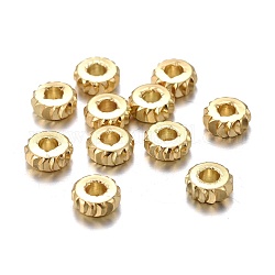 Brass Spacer Beads, Long-lasting Plated, Fancy Cut, Flat Round, Golden, 5x2mm, Hole: 1.8mm