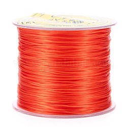 Japanische flache elastische Kristallschnur, Polyesterfaden, für Stretcharmbänder Edelsteinschmuckherstellung, orange rot, 0.5 mm, ca. 65.6 Yard (60m)/Rolle