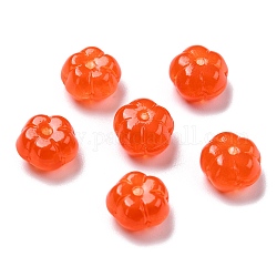 Autumn Theme Transparent Glass Beads,  Pumpkin, Orange Red, 9.5~10x6mm, Hole: 1.2mm
