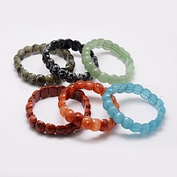 Faceted Natural & Synthetic Mixed Stone Beads Stretch Bracelets, 56mm
